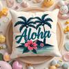 Aloha Hibiscus Design Cushion Cover Plush Fabric Soft Double-Sided Printed Sofa Warm Winter Home Gift Pillow Case