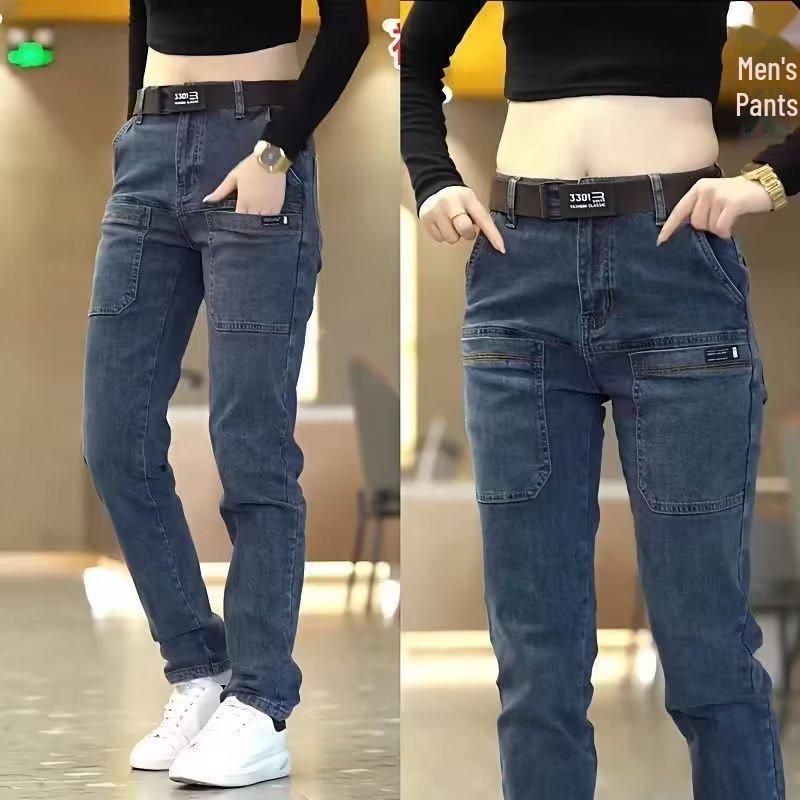 

Мужские летние облегающие джинсы: Модные, универсальные, эластичные, повседневные брюки с шестью карманами 30 синий