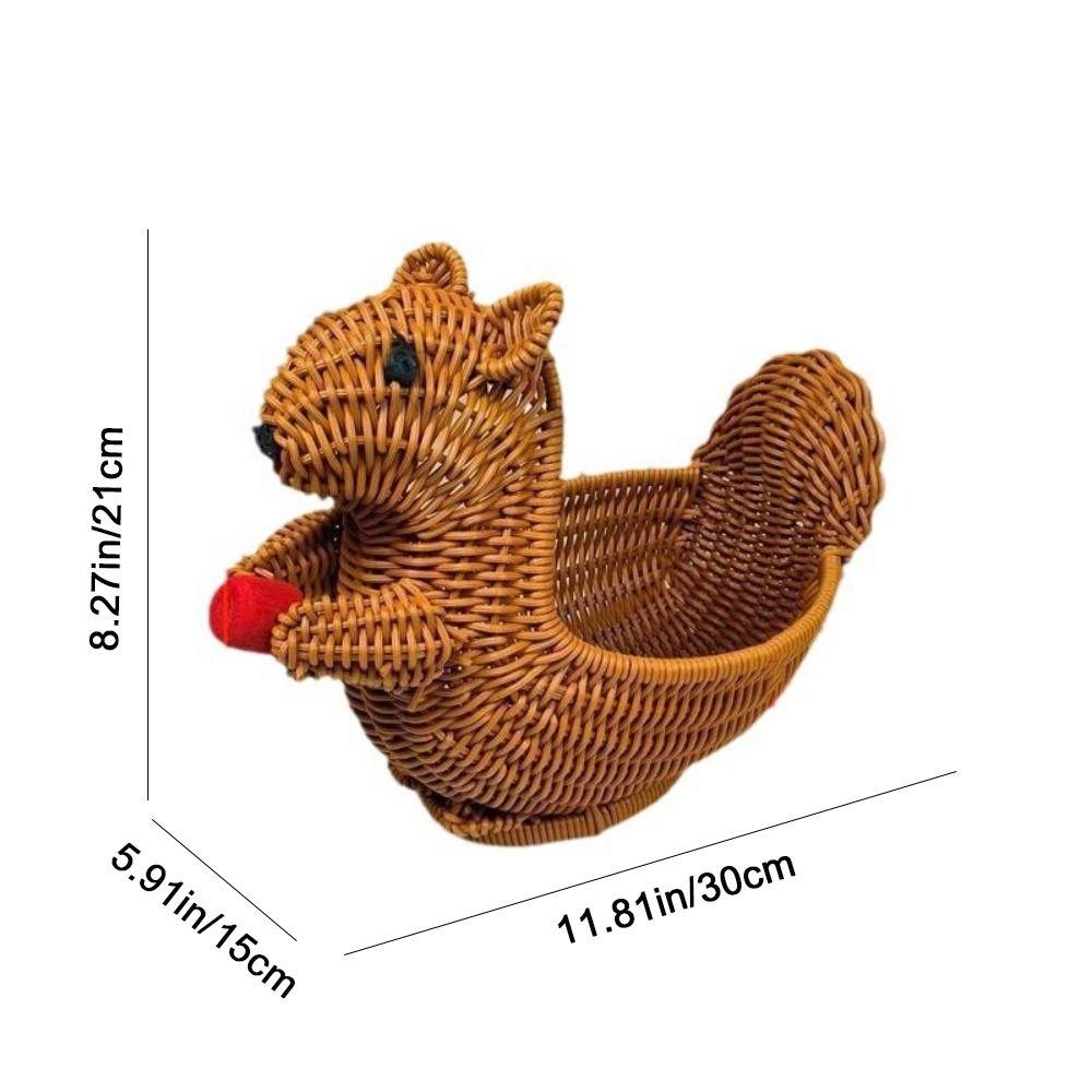PP Squirrel Shaped Storage Basket Handwoven Imitation Rattan Storage Basket  Home Storage