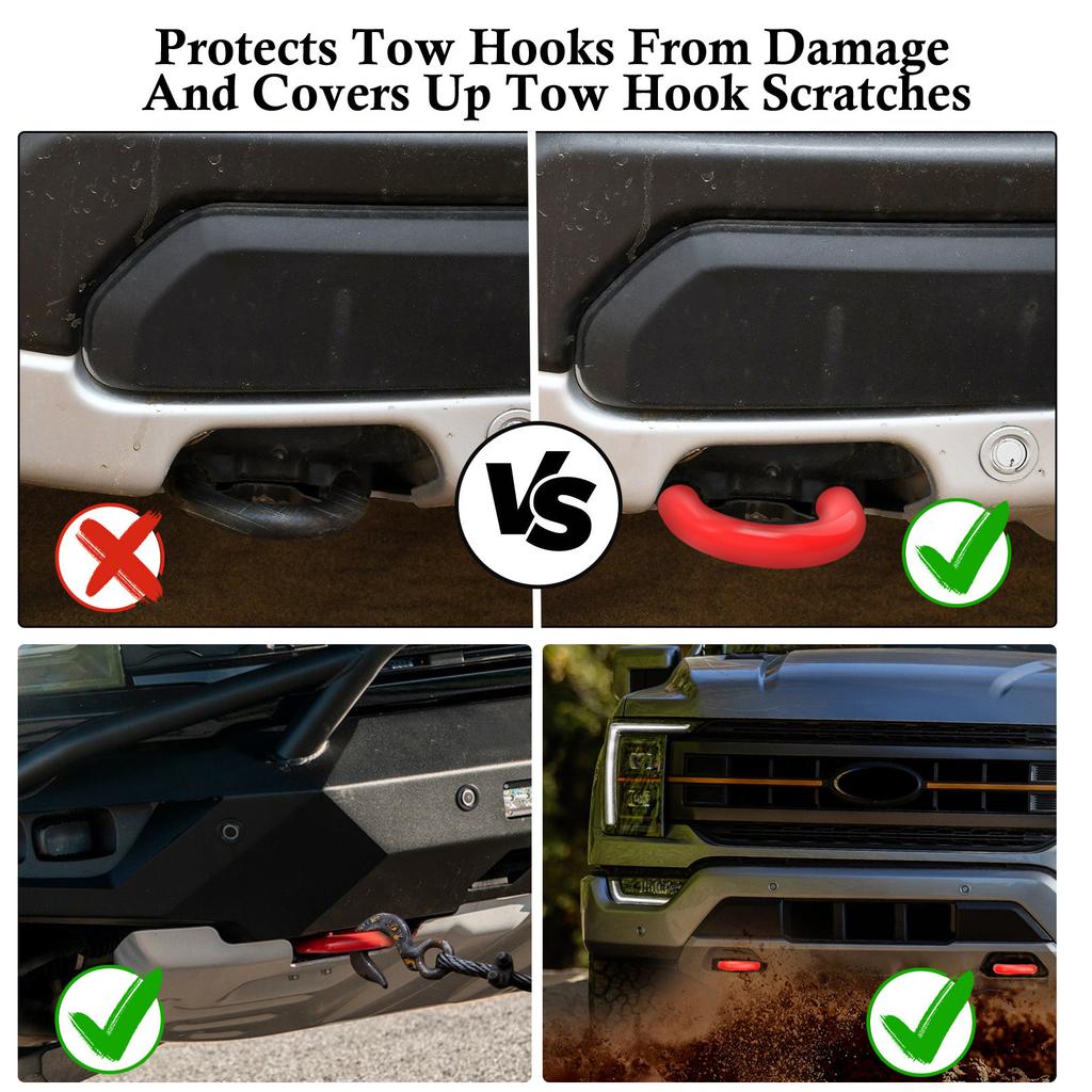 Silicone Tow Hook Protectors Silicone Tow Hook Guards Shielding Preventing rusts & Scratches Vehicle Exterior Protection