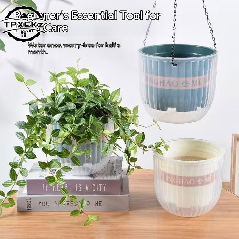 Vaso de Flores Transparente Suspenso Para Pessoas Preguiçosas Auto-irrigante Hidropônico Resina Grande Diâmetro Resistente a Quedas Shampoo