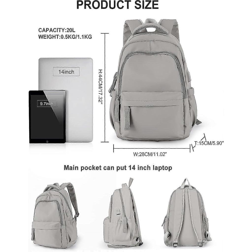 Backpack For School Girls Boys Aesthetic Lightweight Travel Daypack Simple Cute Backpack For Women Men Waterproof College High School Bookbag Fit 14 I