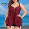 Ensemble tankini 2 pièces pour femme, col carré, ourlet fluide, maillot de bain fendu, séchage rapide, vêtements de plage
