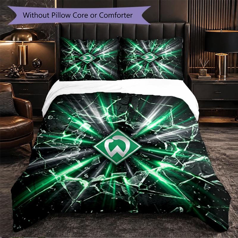 Werder Bremen Football 3 Piece Bedding Set Soft Duvet Cover Set with Pillowcases Printed Bedroom Decor Set for Home