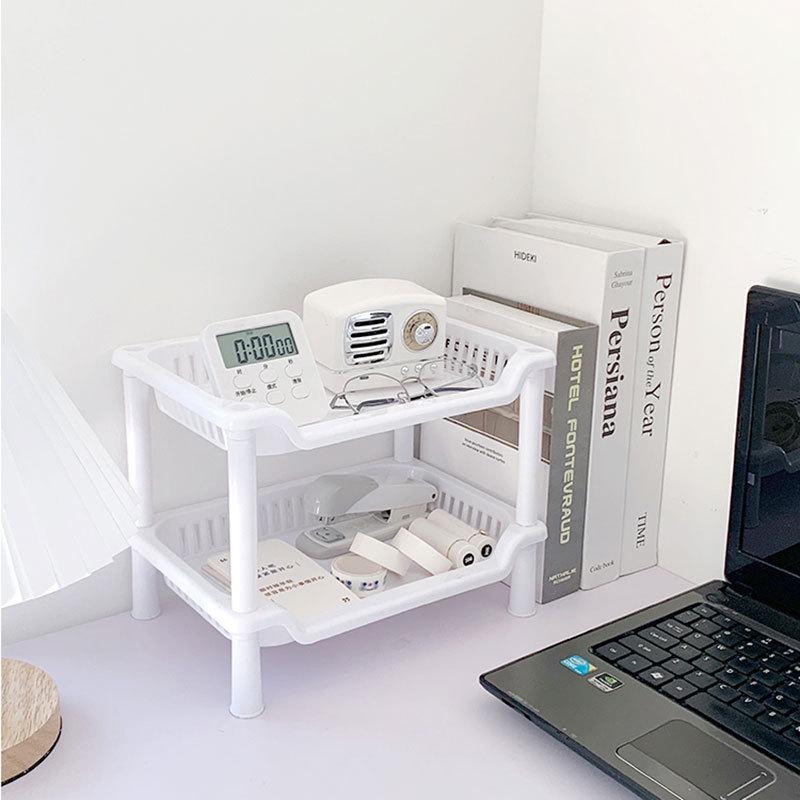 Scaffale multi-livello per organizzazione in cucina, bagno e sulla scrivania