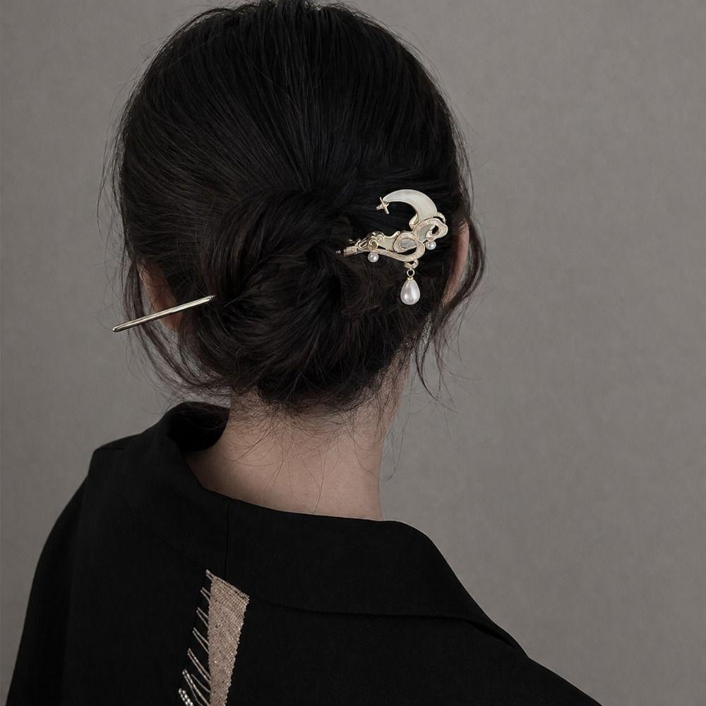 Moonlight Stone Hairpin Accessories New Chinese Style Chopstick Shaped Hairpin  For Woman Girl