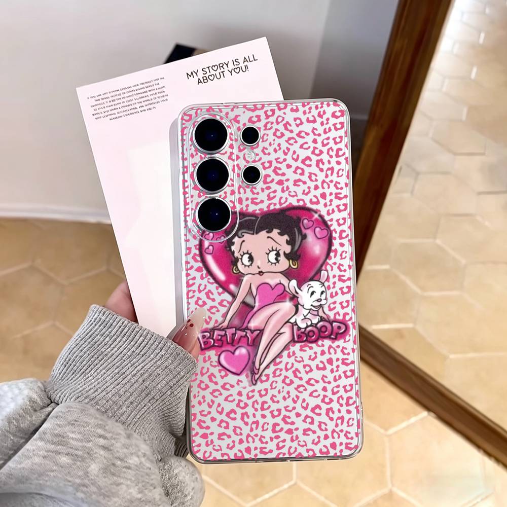 B-Betty Cute B-Boop Phone Case For Samsung S25,S24,S21,S22,S23,S30,Ultra,S20,Plus,Fe,Note,10,9,5G Transparent Cover