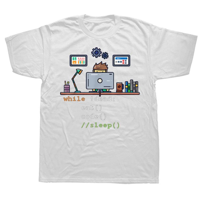 Zabawna informatyka Programista Pythona Jedz kod Sleep T-shirty Graficzna odzież uliczna z krótkim rękawem Urodzinowa letnia koszulka