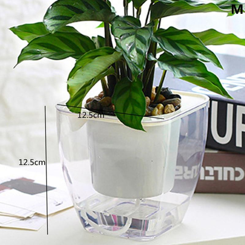 Blumentopf Selbstbewässerung Pflanzgefäß Transparentes Pflanzgefäß Blumentopf Wasserspeicherbecken Lager Gartenzubehör Heimdeko FU