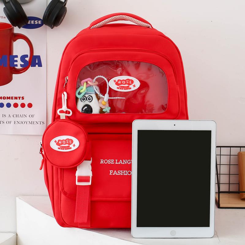 Three-Piece Schoolbag Set for Primary School Students Women's Letter Print Backpack College Style Large Capacity Backpack