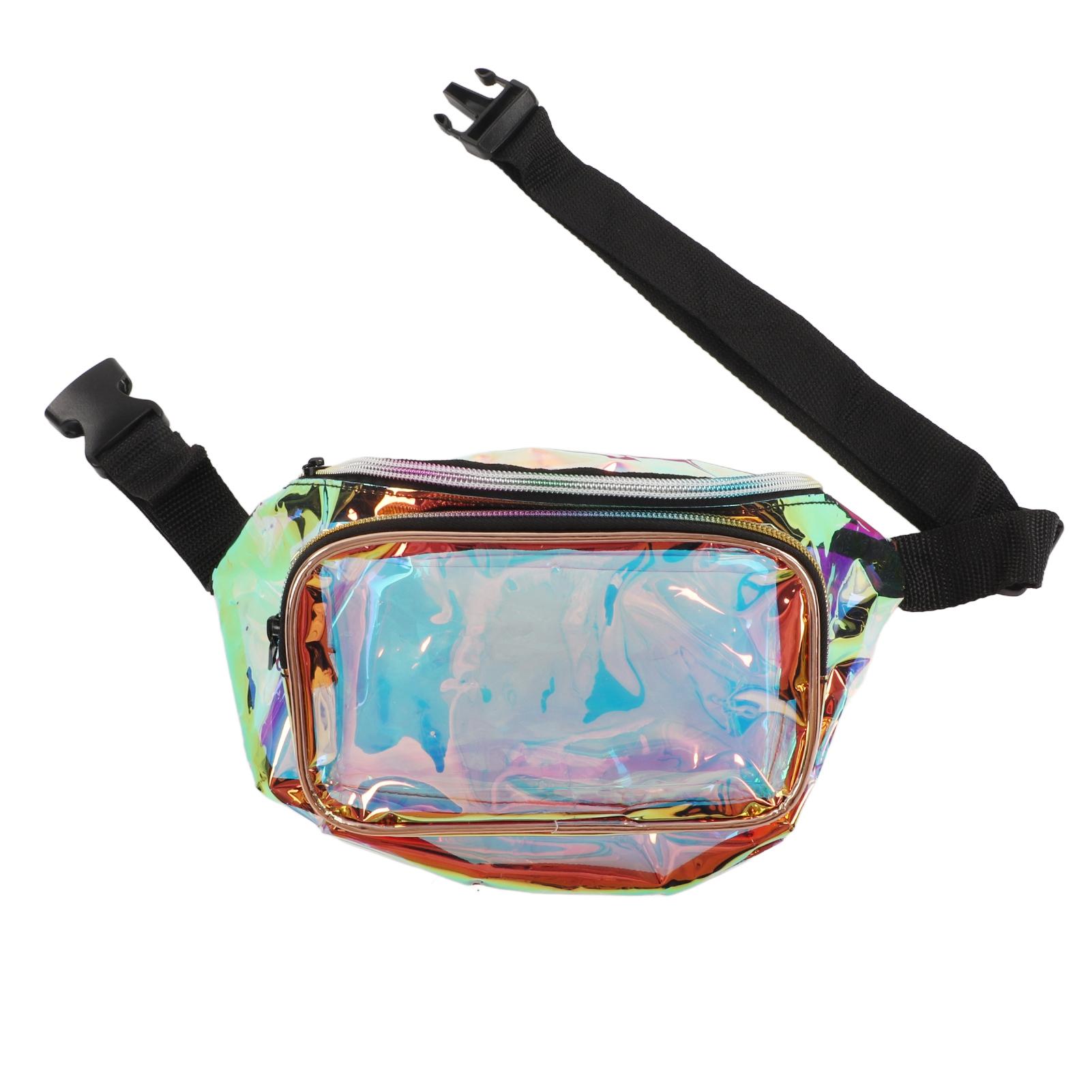 

Прозрачная переливающаяся поясная сумка Fanny Pack с блестящей поясной сумкой на молнии из водонепроницаемого ПВХ для вечеринок и путешествий