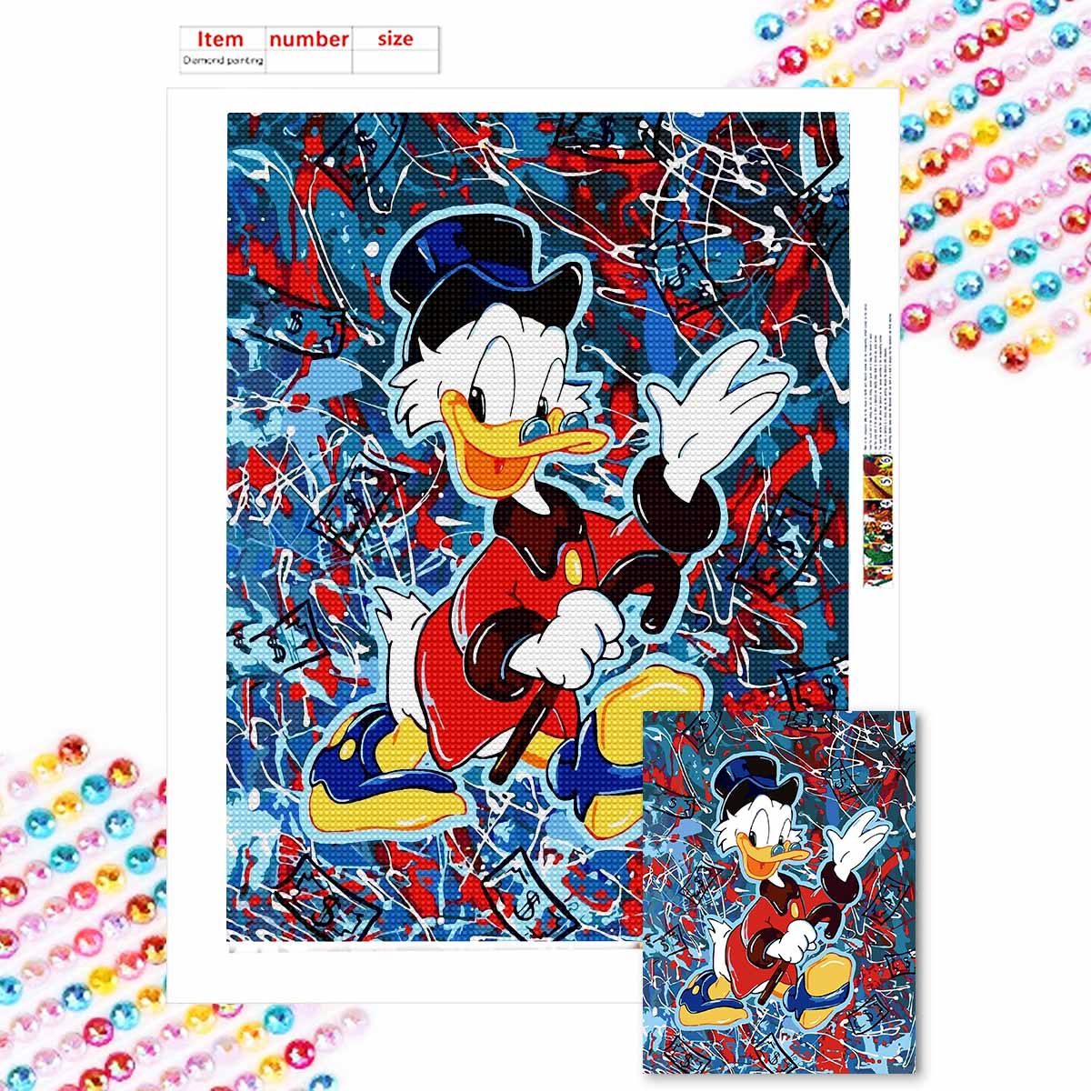 

5D Алмазная Живопись Сделай Сам Джентльмен Дональд Дак Полная Выкладка Стразы Мозаика Вышивка Изделия Ручной Работы Домашний Декор Подарок Round 20x30cm