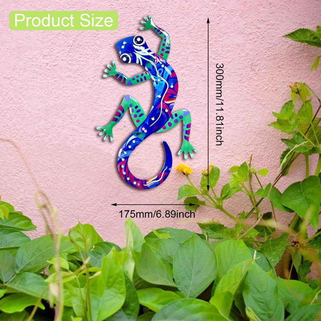 2 Pieces Gecko Wall Decor Decorative Vivid Ornament Iron Creative Art Sculpture for Patio