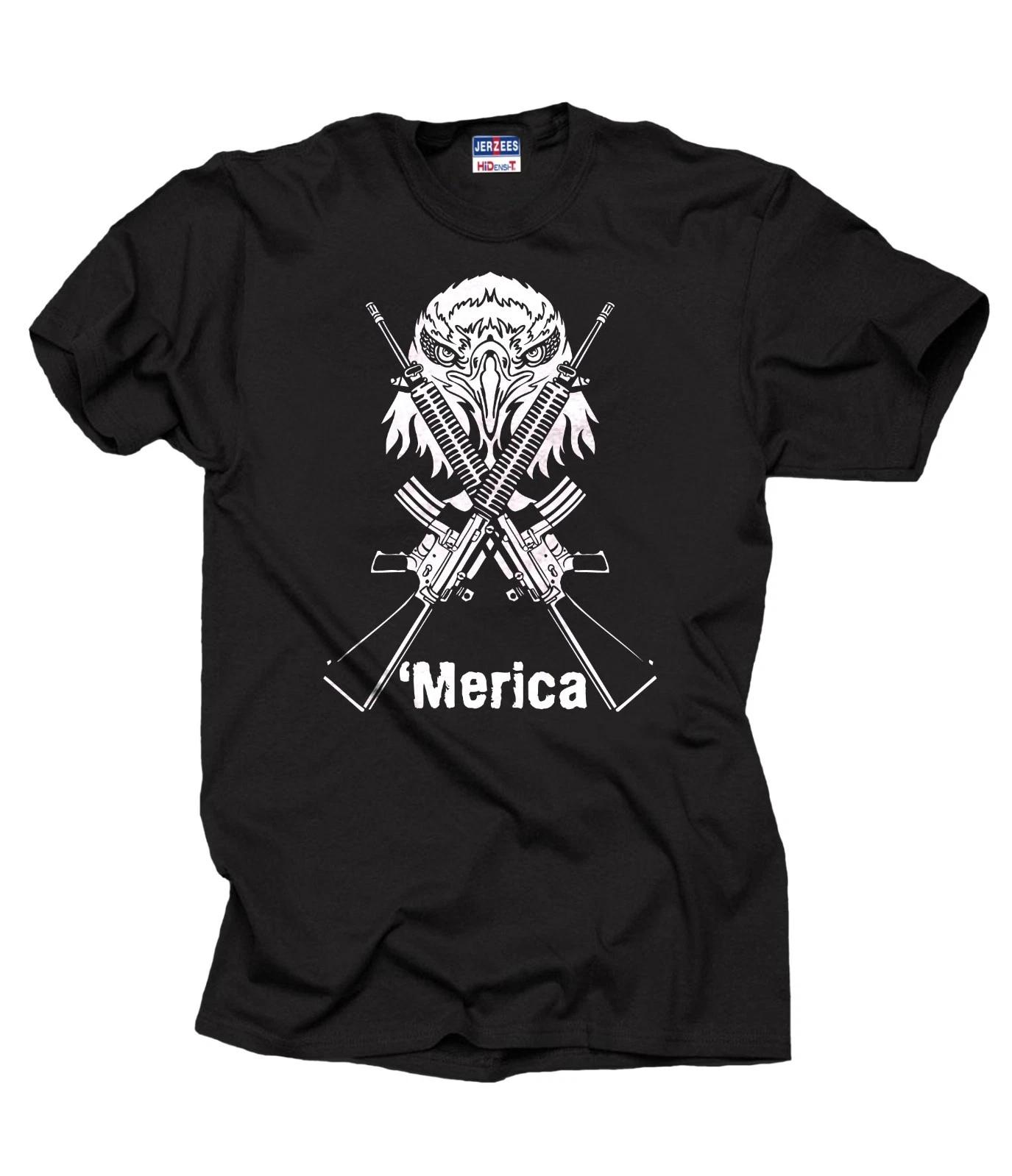 Merica USA Freedom Eagle Crossed Guns Cool Patriotic T-T-shirt Tee T-shirt S