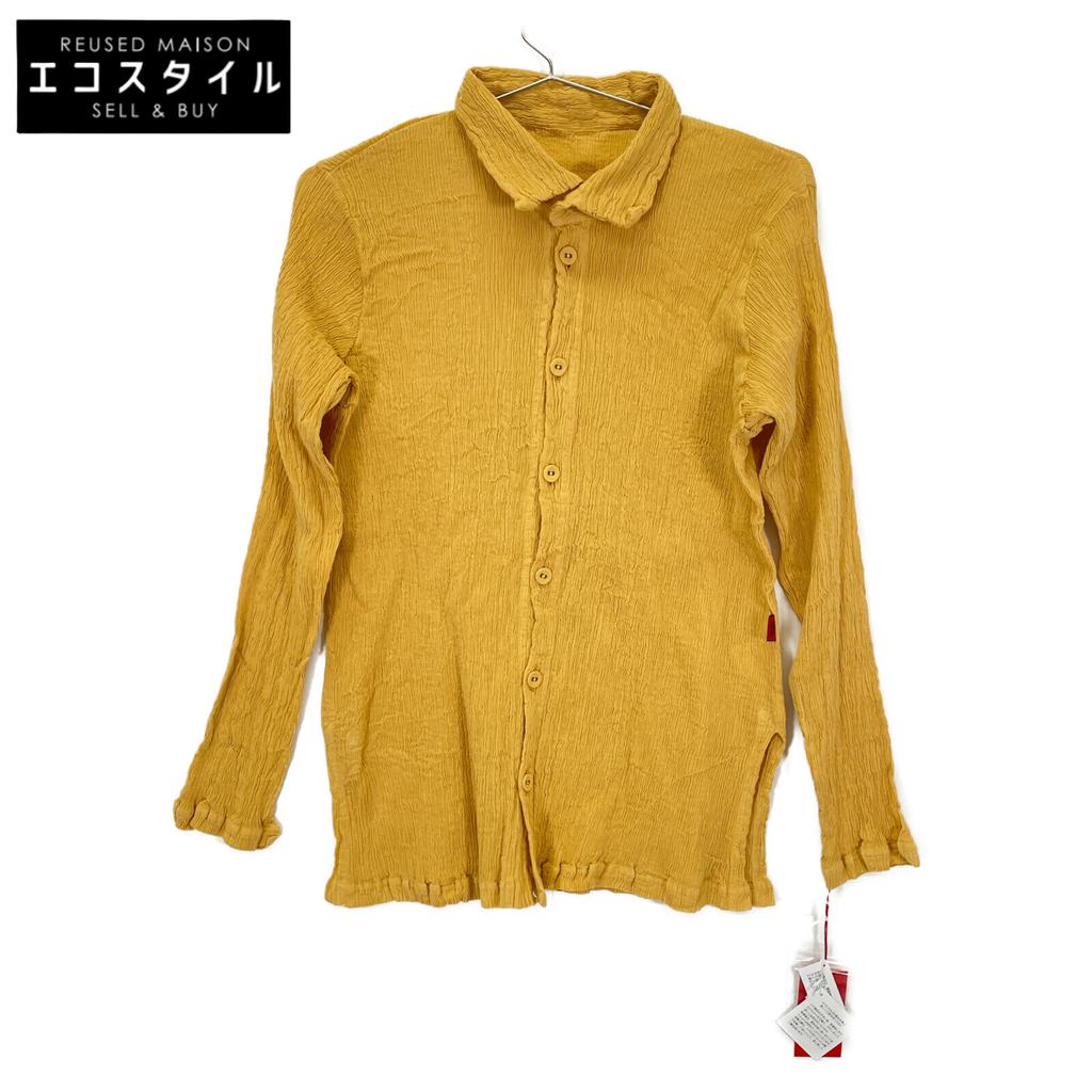 Haat Issey Miyake 23AW Yellow Cotton KYO CHIJIMI Long Sleeve Shirt Tops 2 yellowUsed