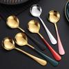 1Pcs 17cm Soup Spoons Stainless Steel Kitchen Tool Round Stirring Spoon  for Dessert Coffee