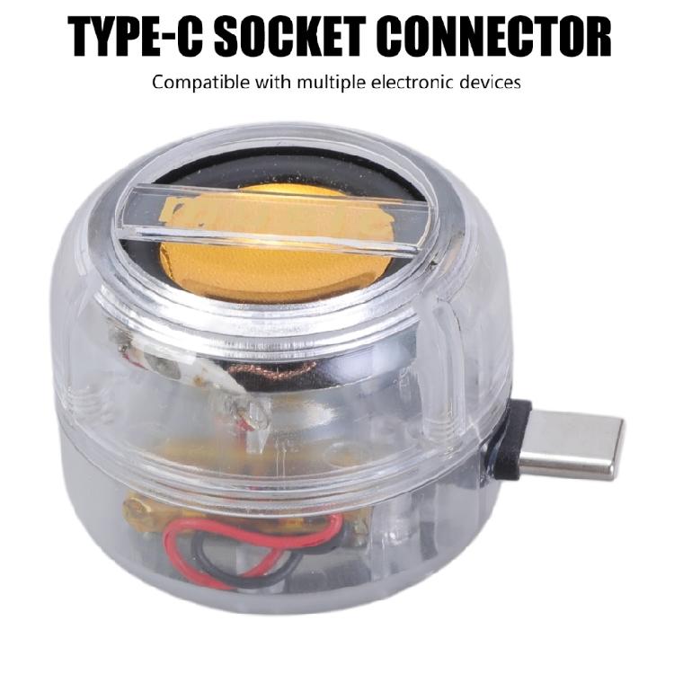 Typ C Mini-Handy-Lautsprecher Stereo-Sound Externer Musikplayer Surround-Lautsprecher Klares Gehäuse Tragbarer Soundverstärker