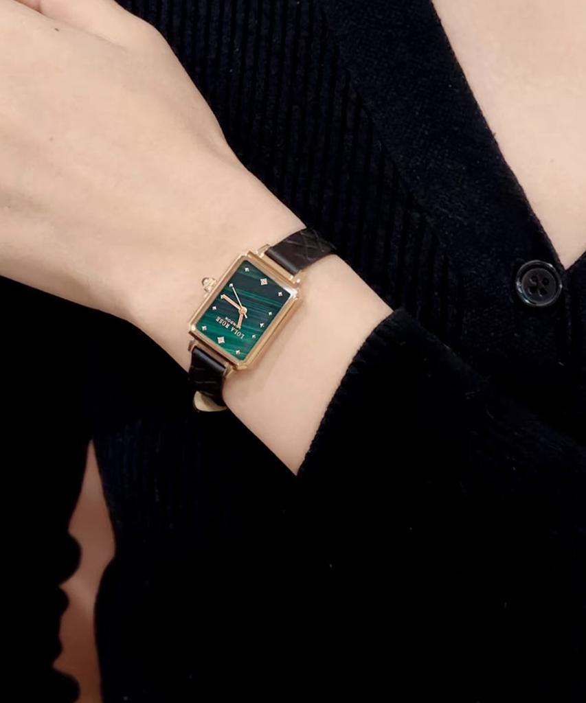 Lollalojeu Ms. Lola Malachite Textured Quilted Women'S Leather Watch