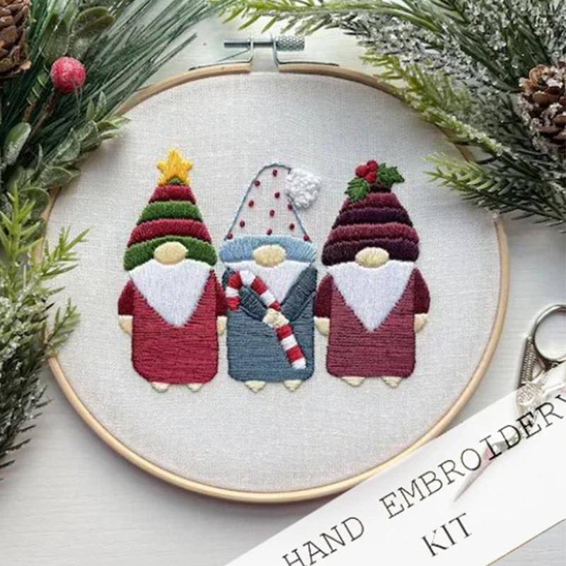 Christmas Embroidery Kit Featuring Unique Floral And Leaf Designs Perfect For Holiday Decor Projects