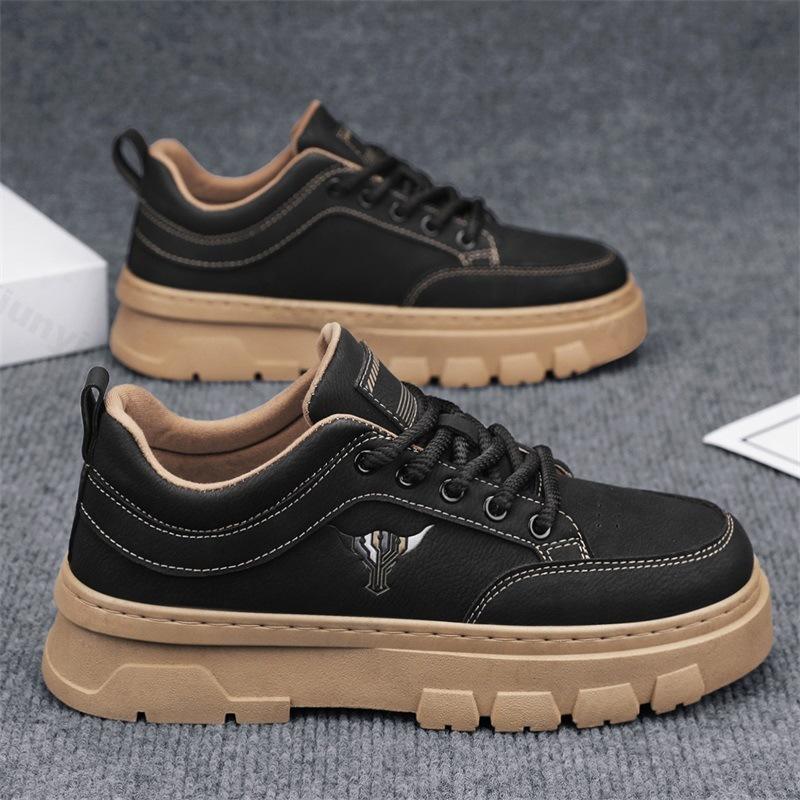 

Мода 2025 Осень Новый Стиль Ретро Низкий Верх Толстая Подошва Повседневные Короткие Ботинки для Мужчин Удобные Модные Универсальные Нескользящие Ботинки на Платформе 39 чёрный