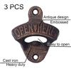 Rustic Wall Mounted Soda Bottle Opener Cast Iron Beer Cap Opener Antique Copper for Wooden Cooler Table Post (Pack of 3)