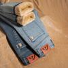 High-end winter velvet jeans loose straight elastic thickened warm cotton velvet long pants tide