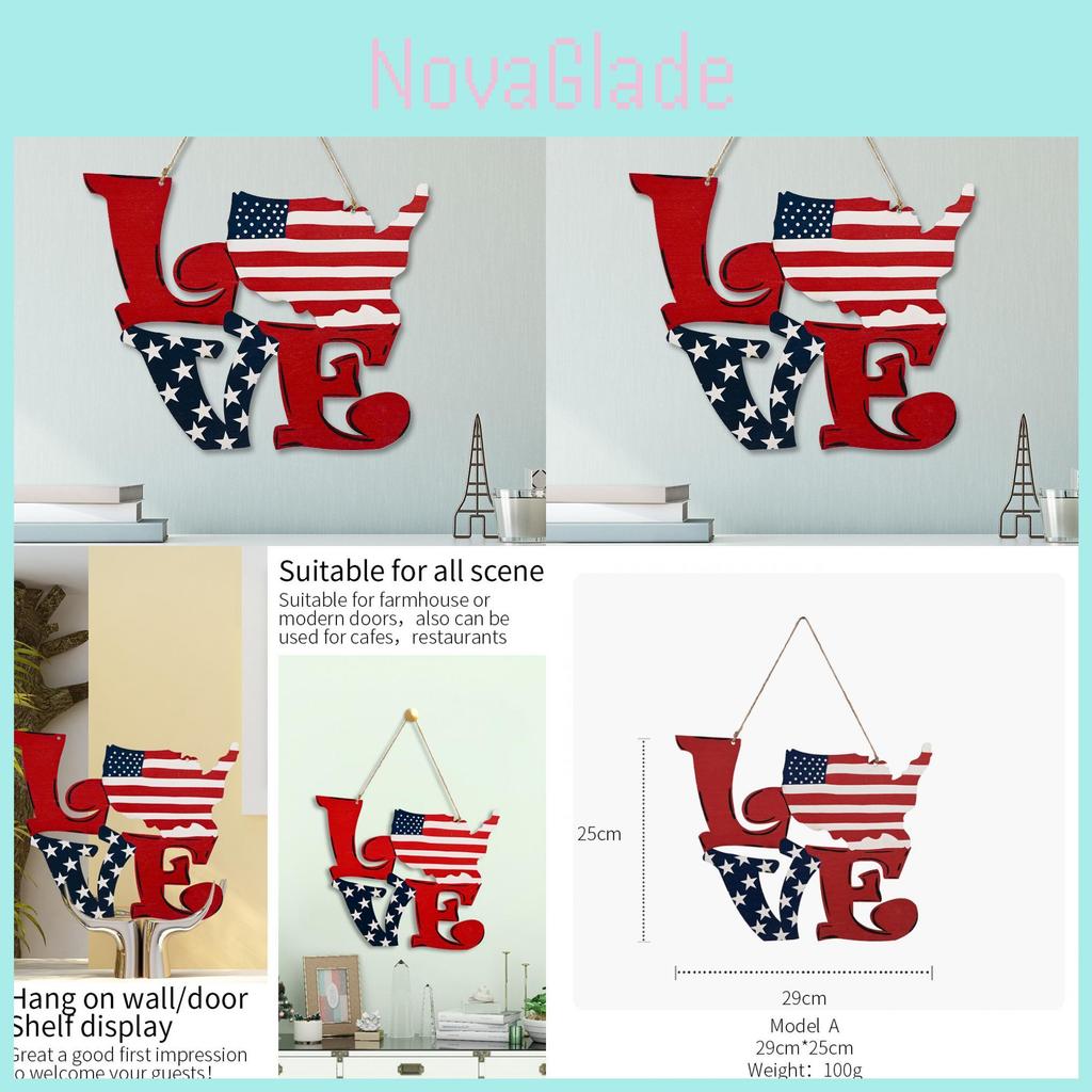 Charmante amerikanische Unabhängigkeitstag Holz Liebe Hängedekoration für Heim- und Hoteldisplay