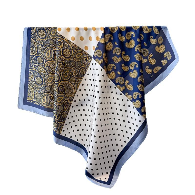 Cashew Polka Dot Simulation Silk High-End Printing Large Square Scarf Silk Scarf Shawl Headscarf Neck Protection Scarf Decorative Women'S Scarf
