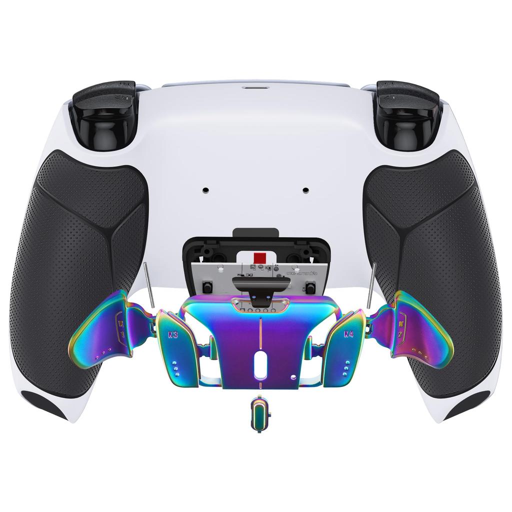 eXtremeRate Metal Version Chameleon RISE4 V3 Back Remap Kit with Rubber Grip for PS5 Controller Upgrade Board Black Back Shell with Rubber Grip 4