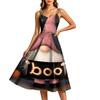 Women's Casual Halloween Print Round Neck Sleeveless Dress for Holiday Party