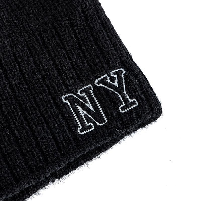 New Style Unisex Autumn/Winter Hats Plush Fur Lined Men Women Warm Beanie Cap Casual NY Printing Winter Ski Knitted Hats