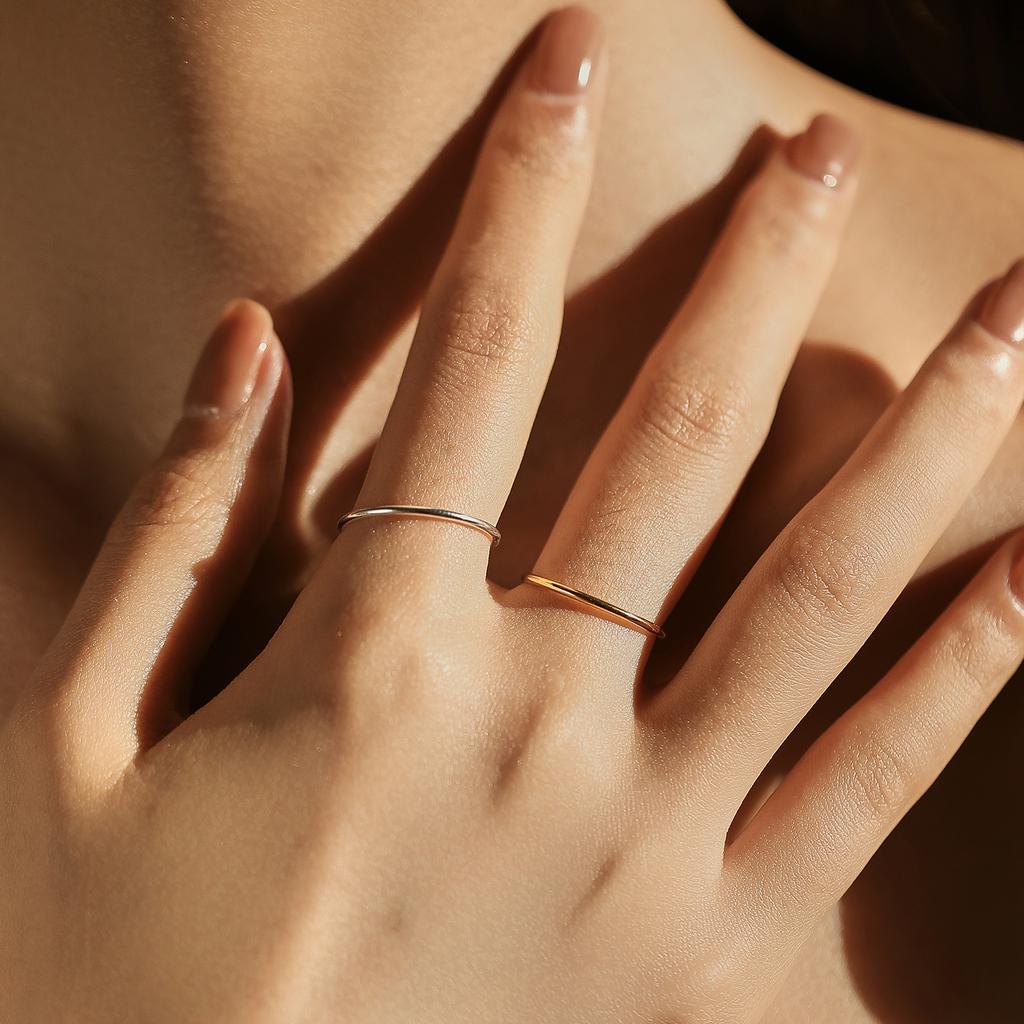 MODIAN Anillos Minimalistas Finos Apilables de Plata de Ley 925 Moda Clásico Color Dorado Joyería Fina Para Mujer Niña Regalos de Fiesta
