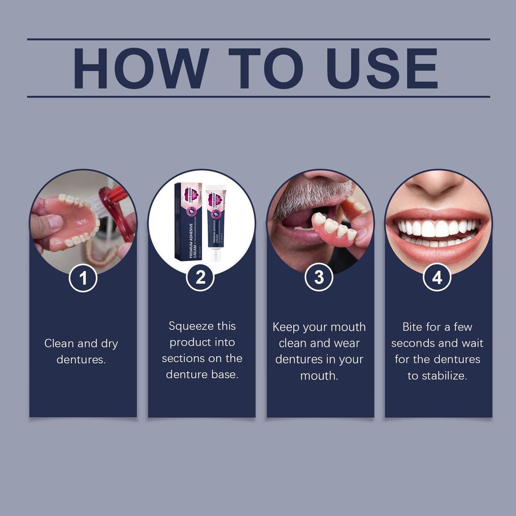 Denture Adhesive Retainer Bonding Cream 40g Thermoplastic Denture Adhesive for Temporary Fix Daily Care Women Men Seniors Teeth