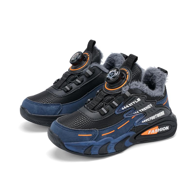 

Зимние хлопковые теплые детские спортивные туфли, уличные кроссовки для бега, обувь для зимних видов спорта 39 оранжевый/темно-синий