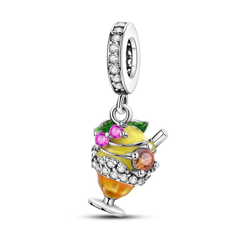 Charms Beads Pendant 925 Silver Wine Coffee Cup Whisky Charms Fit Bracelet Necklace Woman DIY Jewelry Making