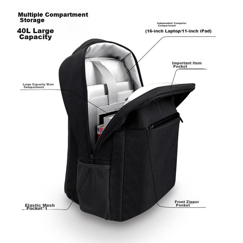 Biyoumei Laptop Backpack, Business Travel Backpack, 16-Inch Capacity, Suitable for Lenovo, ASUS, Dell