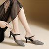 Scarpe da donna con strass appuntiti temperamentali indossano tacchi alti in mesh di lusso leggero di alta gamma, punta della borsa, tacco sottile, scarpe singole da donna alla moda