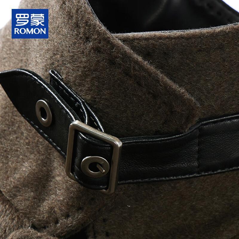 Romon Men's Cashmere Wool Blend Mid-Length Overcoat