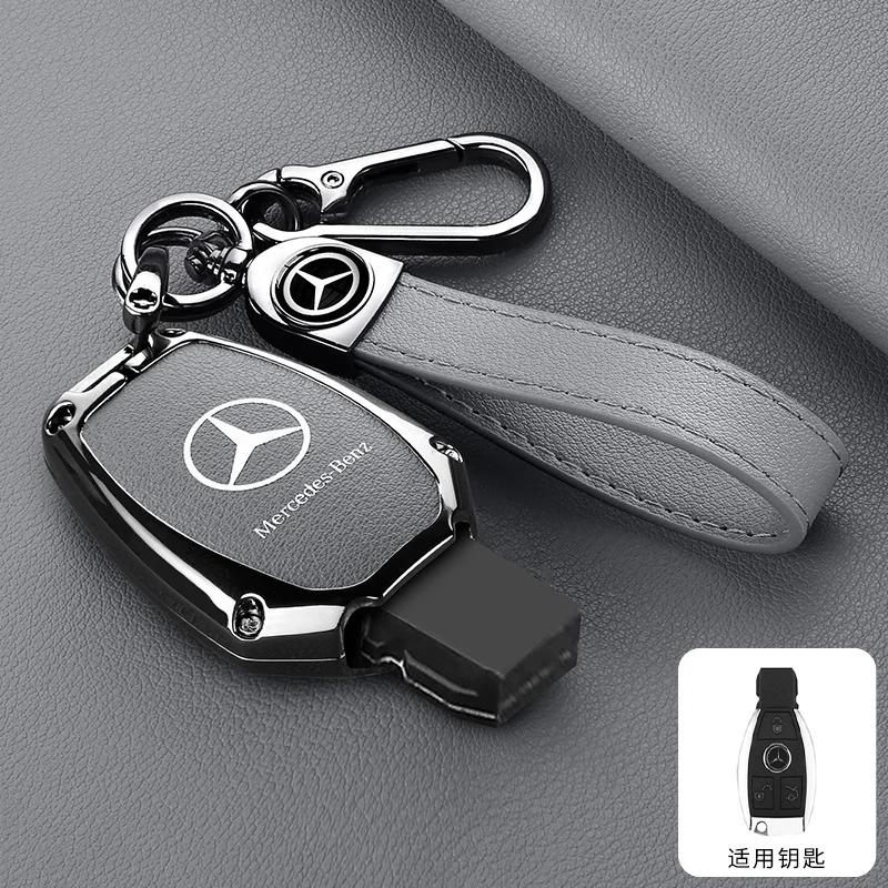 XUY2   Leather Car Smart Key Cover Case Protector For Mercedes Benz A B C S Class AMG GLA CLA GLC W176 W221 W204 Accessories Keychain