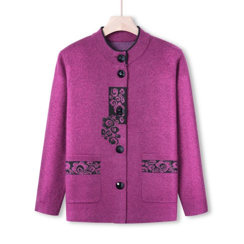 Middle-aged Knitted Sweater New Autumn Cardigan Jacket Year-old 0 Mother Sweater Old Man Lady Clothes