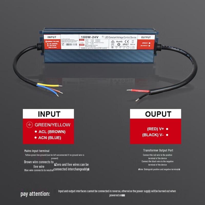 IP67 Waterproof 220V To 24V DC LED Strip Power Supply