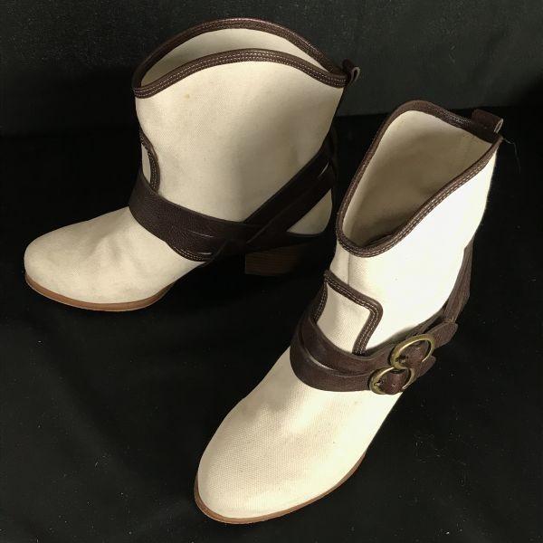 

SEE BY CHLOE Кожаные короткие ботинки Белый 36 / 22.5-23.5 Инженерные Вестерн(ИСПОЛЬЗОВАЛ)