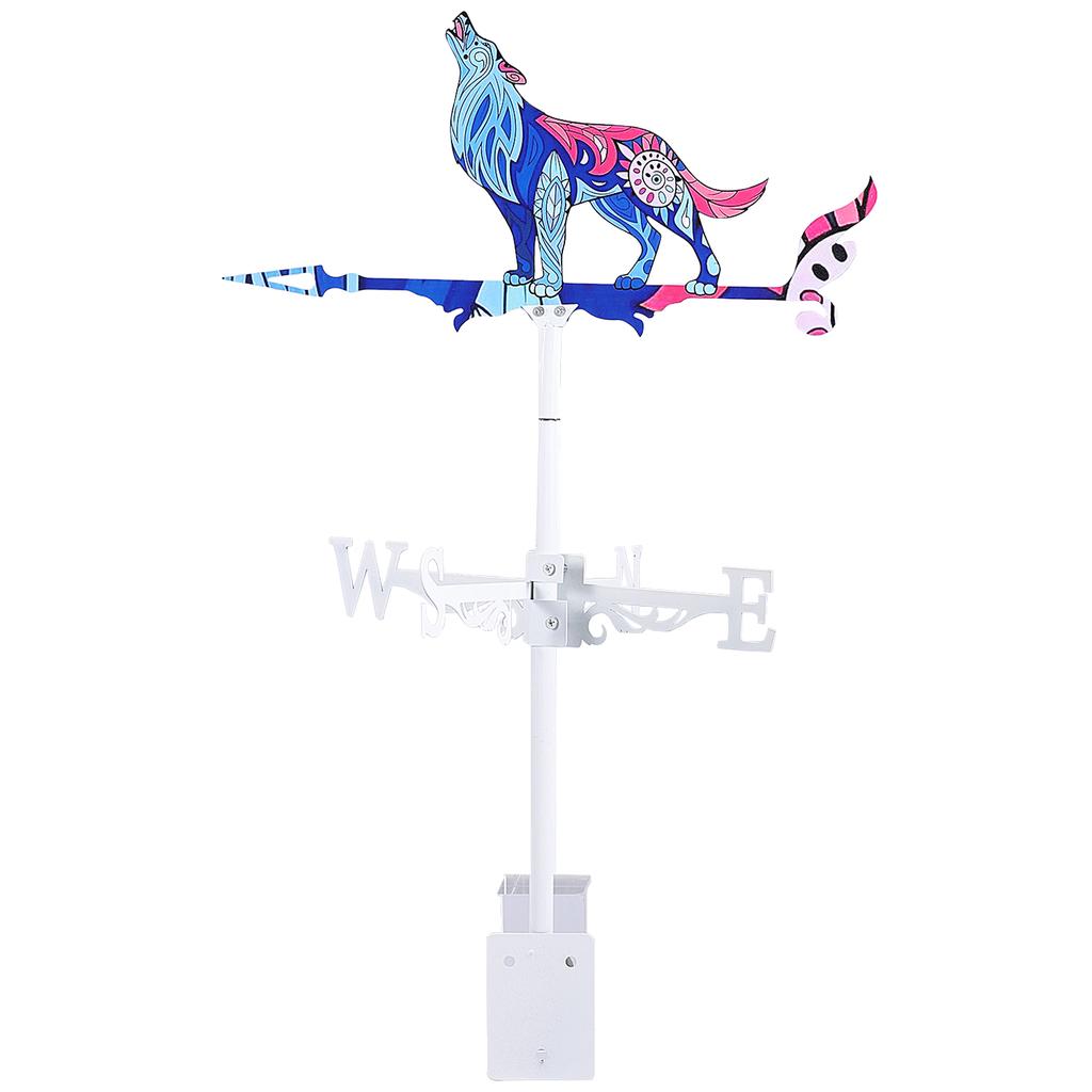 Colorful Stainless steel Rooster Wind Vane Rooftop Weather Indicator Wolf Decorations Retro Outdoor Garden Farm Wind Direction
