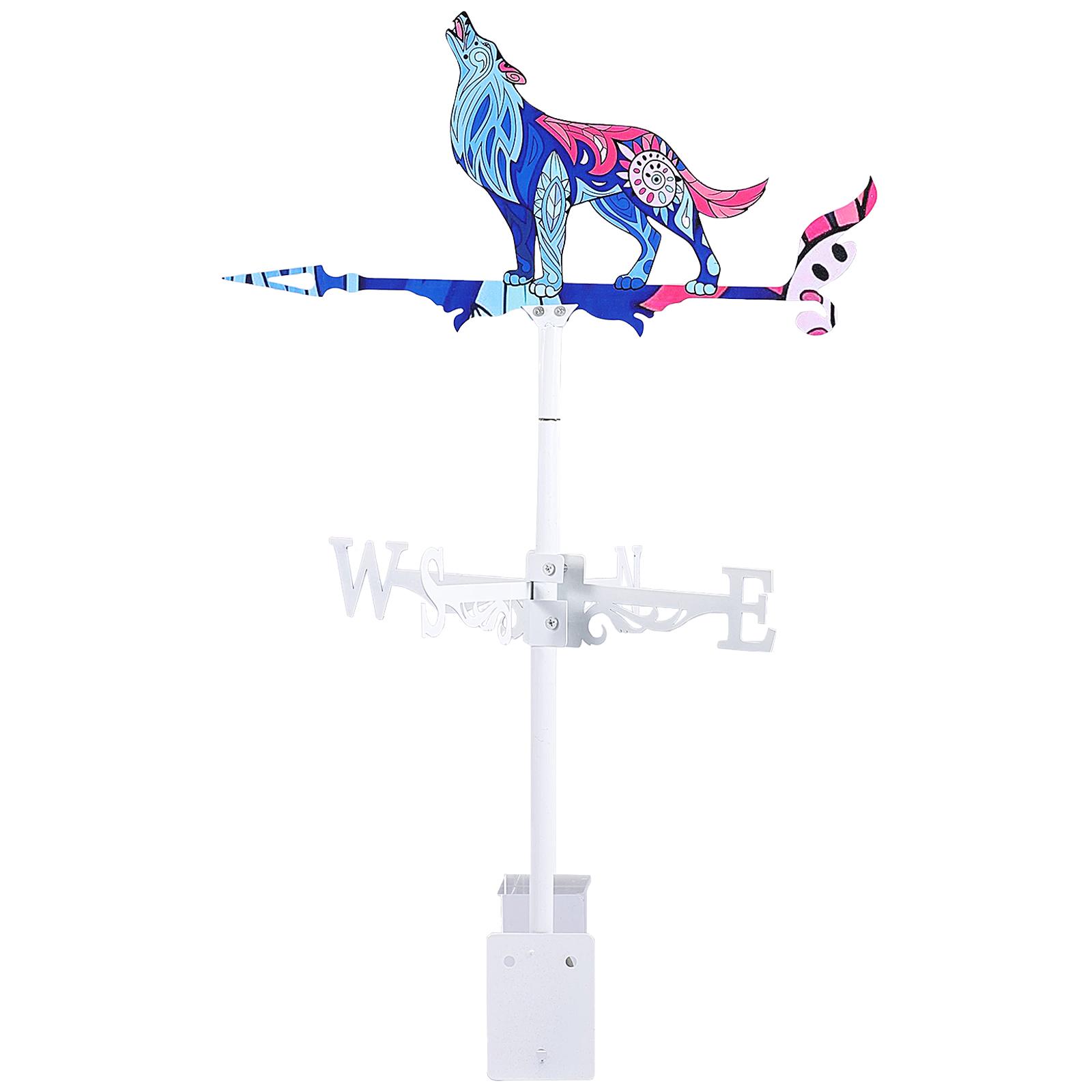 

Colorful Stainless steel Rooster Wind Vane Rooftop Weather Indicator Wolf Decorations Retro Outdoor Garden Farm Wind Direction