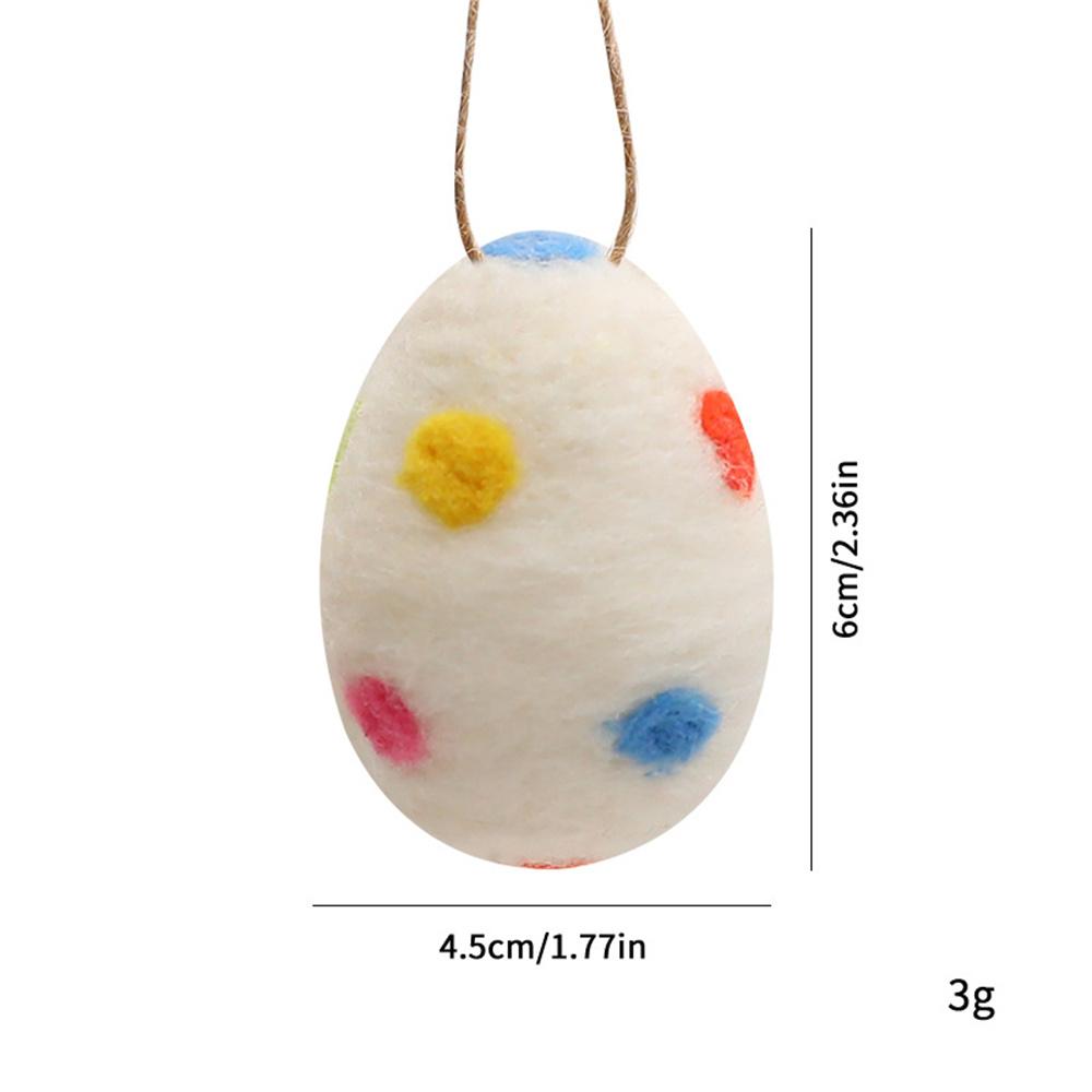 Wool Felt Foam Easter Eggs Happy Easter Hanging Ornaments Decorations Painted Flower Dot Eggs Pendant DIY Craft Gift Home Decor