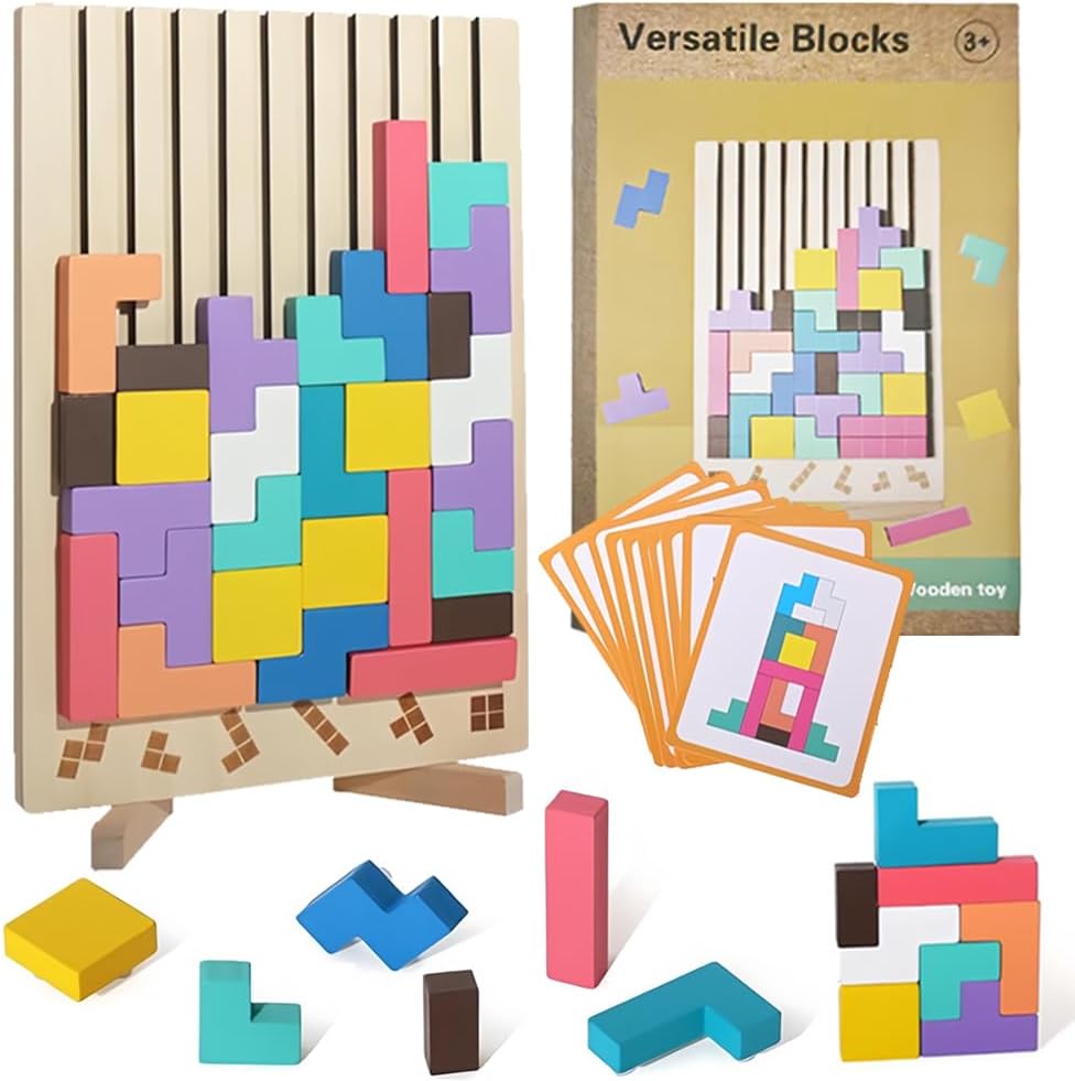 

Деревянная игра-балансир Тетрис, Деревянный пазл Тетрис 3D, Деревянная игрушка Монтессо Тетрис 3 4 5 6 лет, Пазл на интеллект, Подарок для детей, Головоломка для мозга Jigsaw puzzle