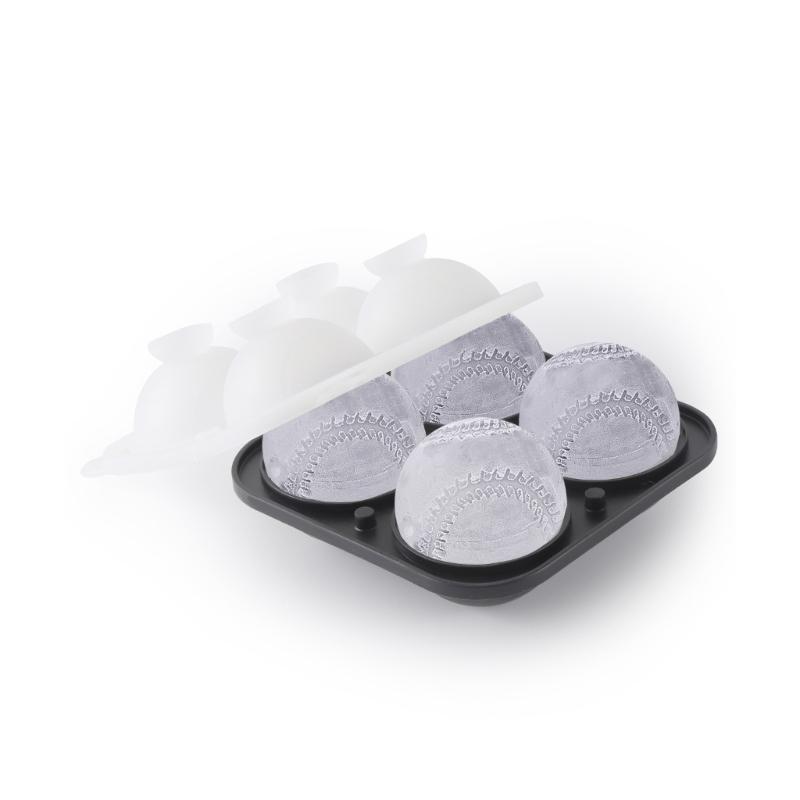 Moule à glaçons en forme de balle de baseball 3D Silicone Fabricant de boules de glace rondes pour boissons créatives et fêtes Outil de fabrication de bâtonnets de glace