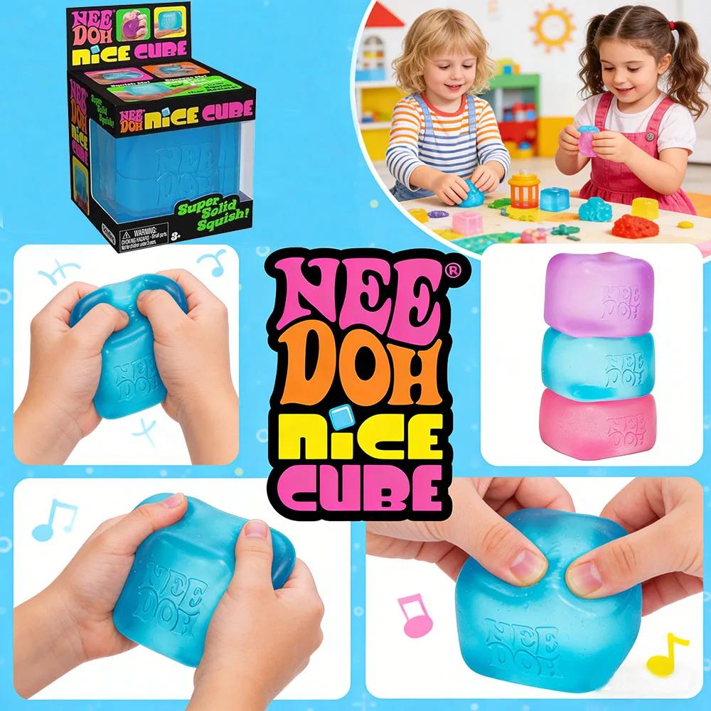 Needoh Nice Cube Sensory Fidget Toy Stress Anxiety Relief Focus Desk Toy Adults Kids Portable Decompression Cube Multiple Styles