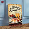 Vintage Metal Sign Fried Eggs Bacon 20x30cm Waterproof Wall Decor Kitchen Retro