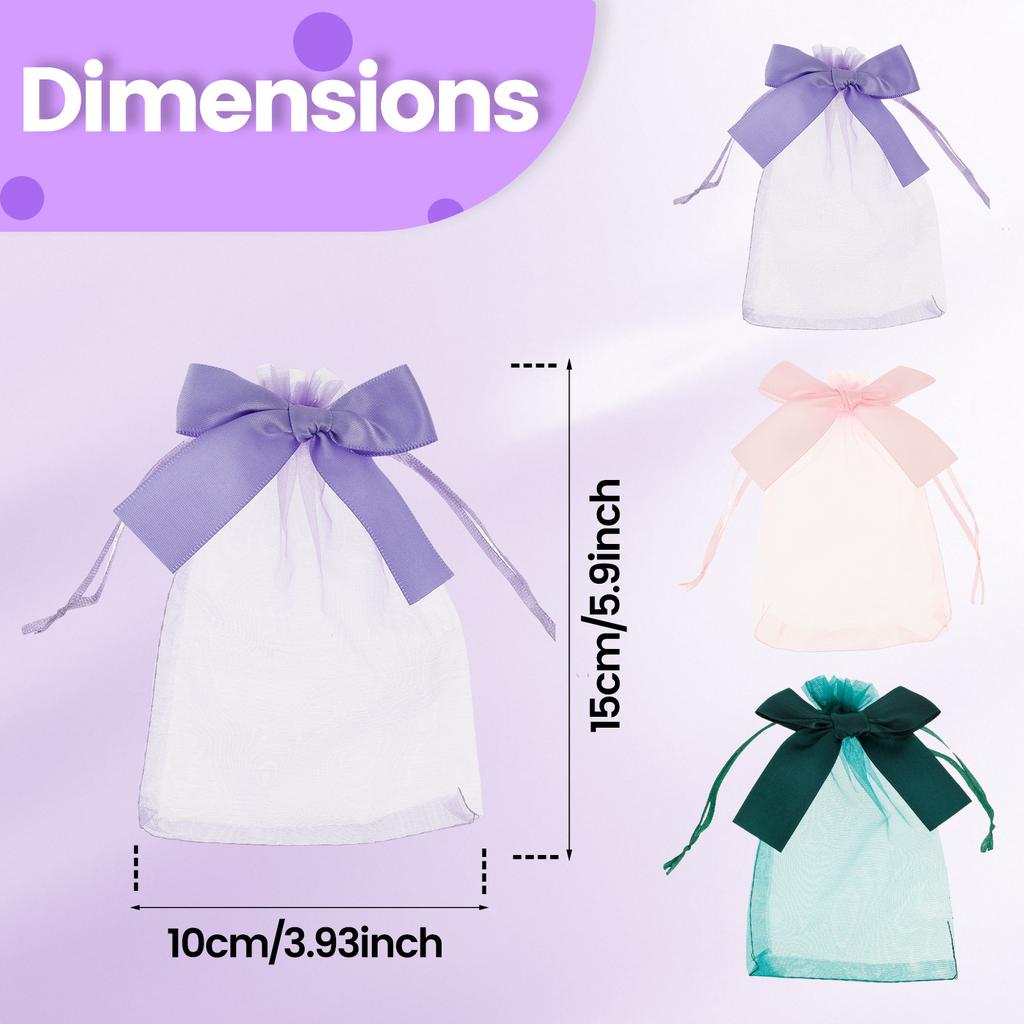 60Pcs Organza Bag Wedding Jewelry Packaging Drawstring Transparent Mesh Party Present Pouches Organza Gift Bag Wholesale